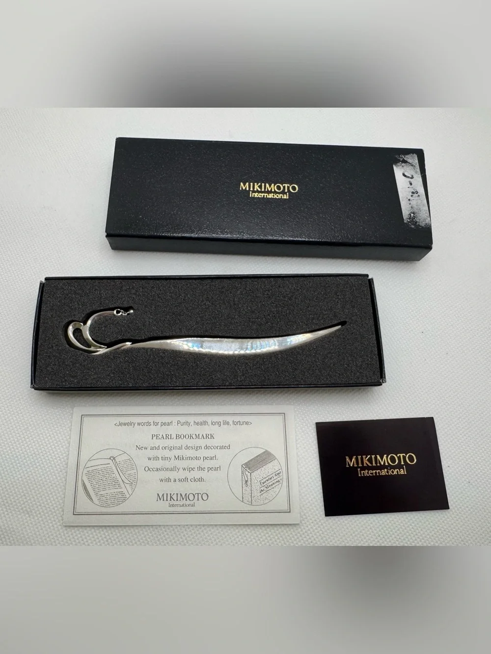 Mikimoto Silver Tone Bookmark with Pearl
